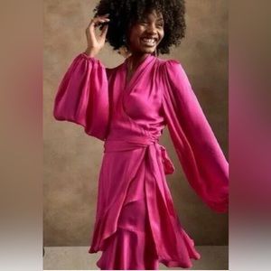 Banana Republic Satin Ruffle Wrap Dress NWT